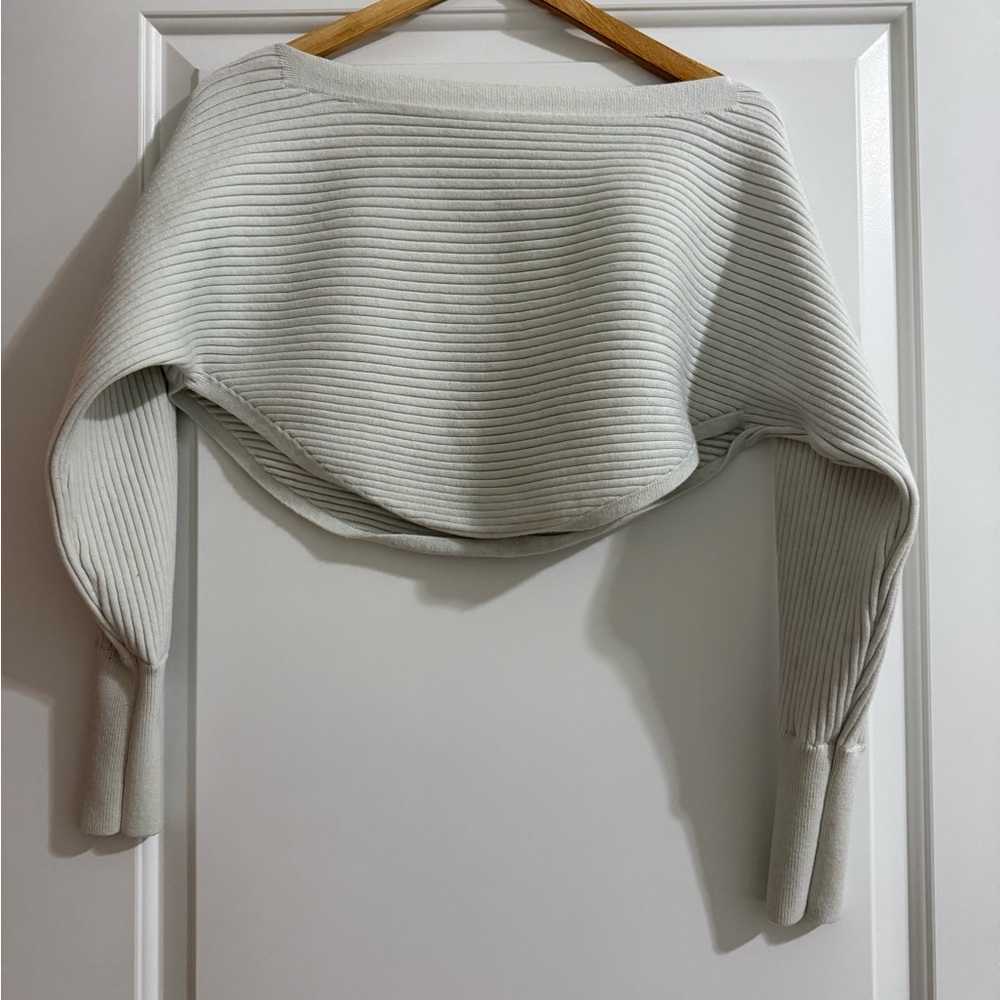 Off-the-Shoulder Ribbed Sweater - Cream